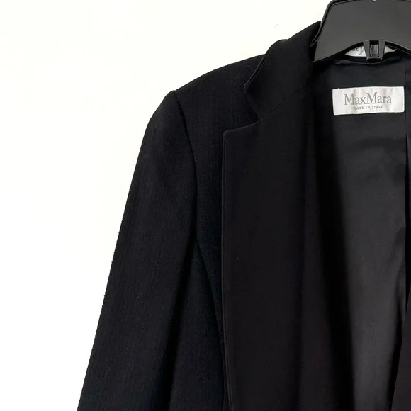 Max Mara black wool crepe jacket with removable collar - Picture 2 of 10